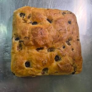 Sourdough focaccia bread with herbs and olive oil